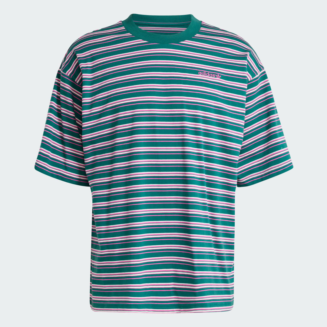 

adidas Playera 80s Holgada a Rayas Hombre, Collegiate verde