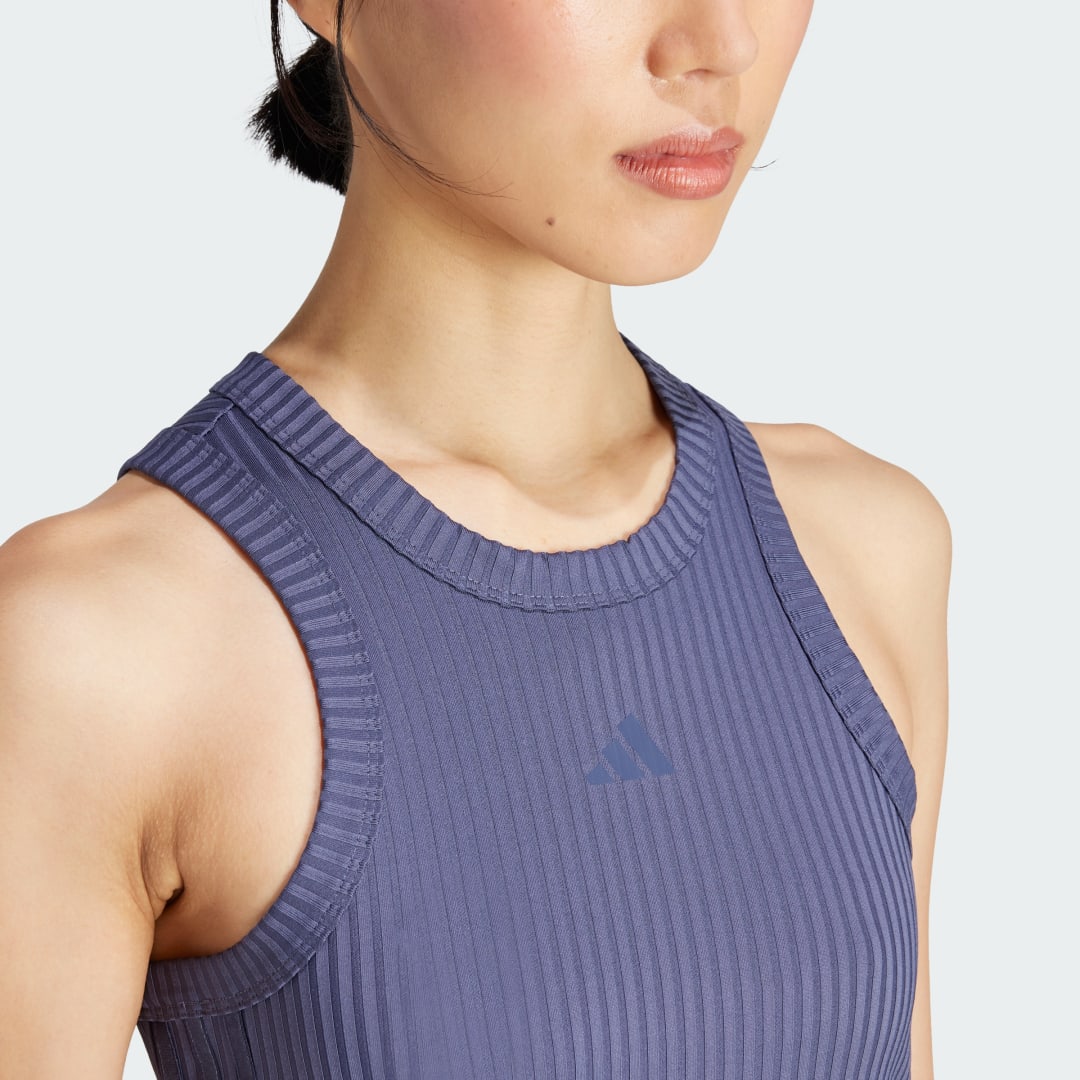 Adidas All Gym Seasonal Rib Tight Fit Tonal 3-Stripes Tanktop