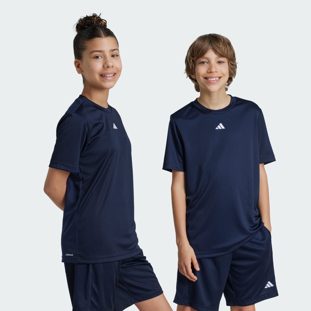 Adidas Sportswear junior voetbalshirt training donkerblauw wit Sport t-shirt Polyester Ronde hals 128