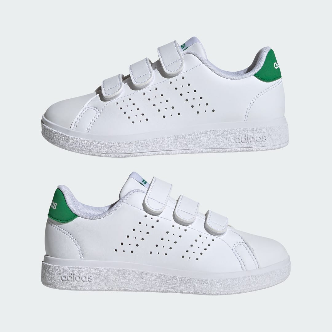 

adidas Tenis Advantage Base 2.0 Niños, Blanco/blanco/verde