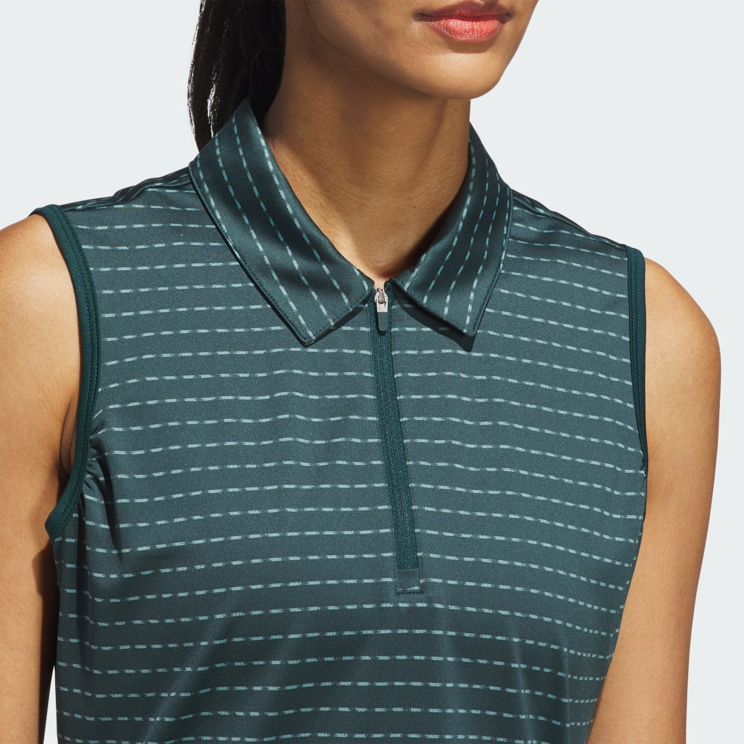Adidas Ultimate365 Jacquard Stripe Mouwloos Poloshirt