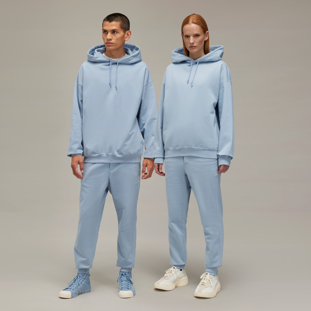 Y-3 Geribbelde katoenen trainingsbroek met zakken Blue Heren