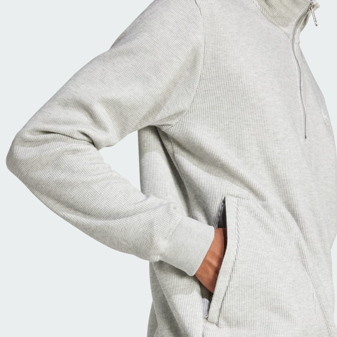 Adidas Trefoil Essentials Waffle Sweatshirt met Halflange Rits