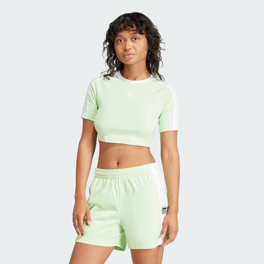 Adidas Originals Adicolor 3-stripes Crop T-shirt T-shirts semi green spark maat: XS beschikbare maaten:XS S M L