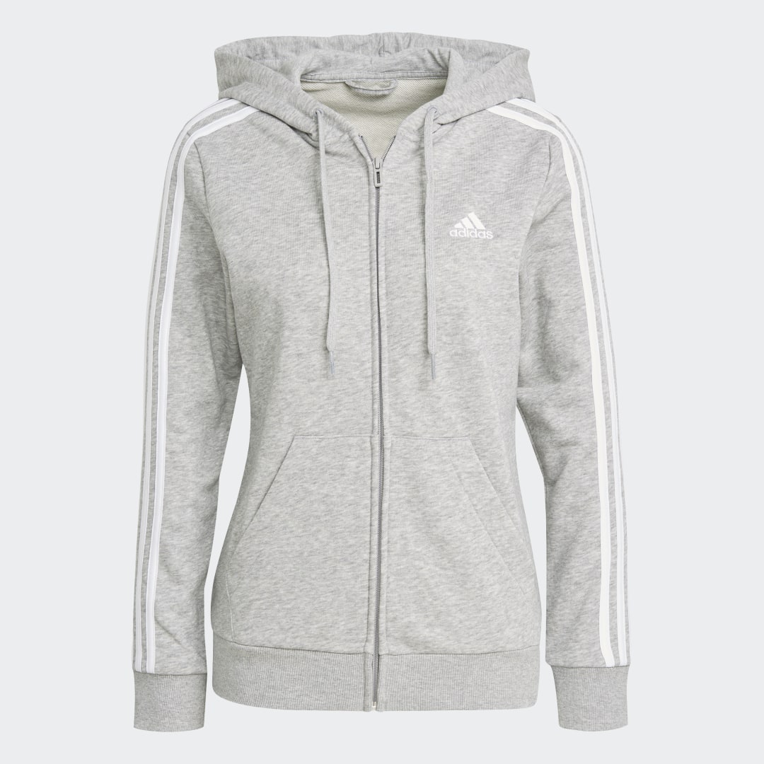 Image of Felpa con cappuccio Essentials French Terry 3-Stripes Full-Zip cod002
