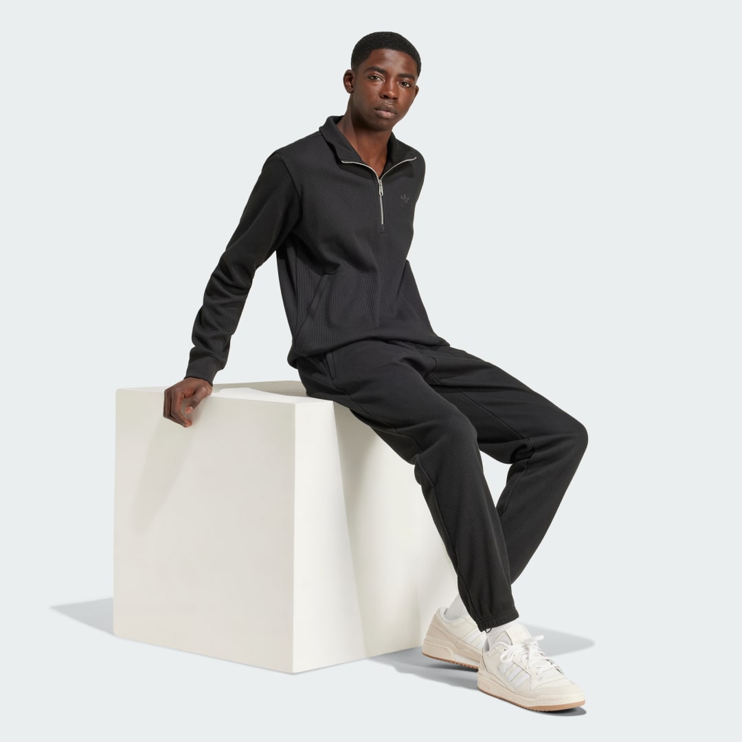Adidas Trefoil Essentials Waffle Sweatshirt met Halflange Rits