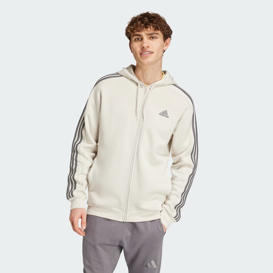 Adidas Sportswear Capuchonsweatvest ESSENTIALS 3-STRIPES CAPUCHONJACK comfortabel materiaal van katoenmix (1-delig)