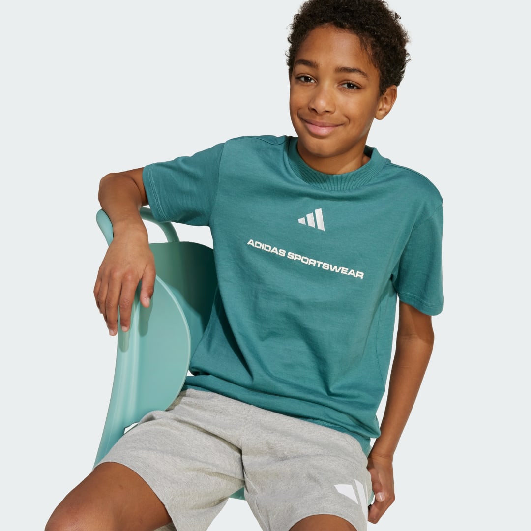 Adidas Boys Slogan T-shirt van Enkele Jersey Kids