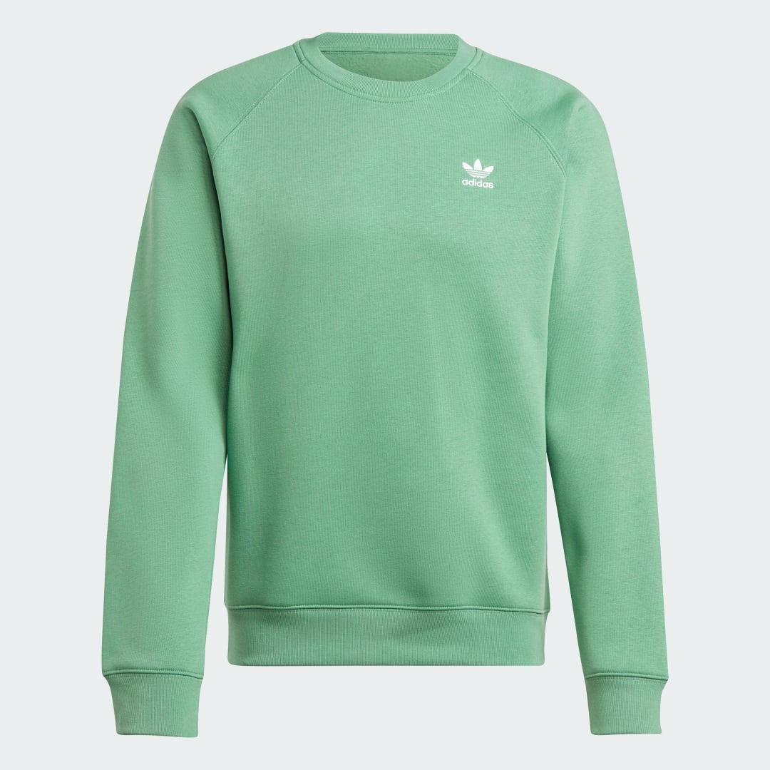 

adidas Sudadera Trifolio Essentials Cuello Redondo Hombre, Preloved verde/blanco
