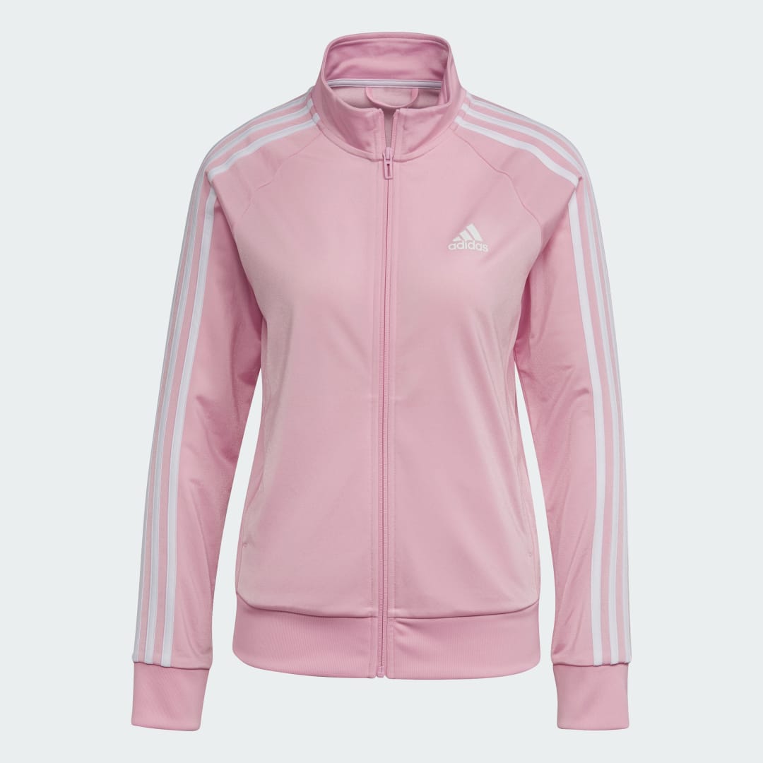 

adidas Chamarra Deportiva Primegreen Essentials Warm-up Slim 3 Franjas Mujer, True rosa/blanco