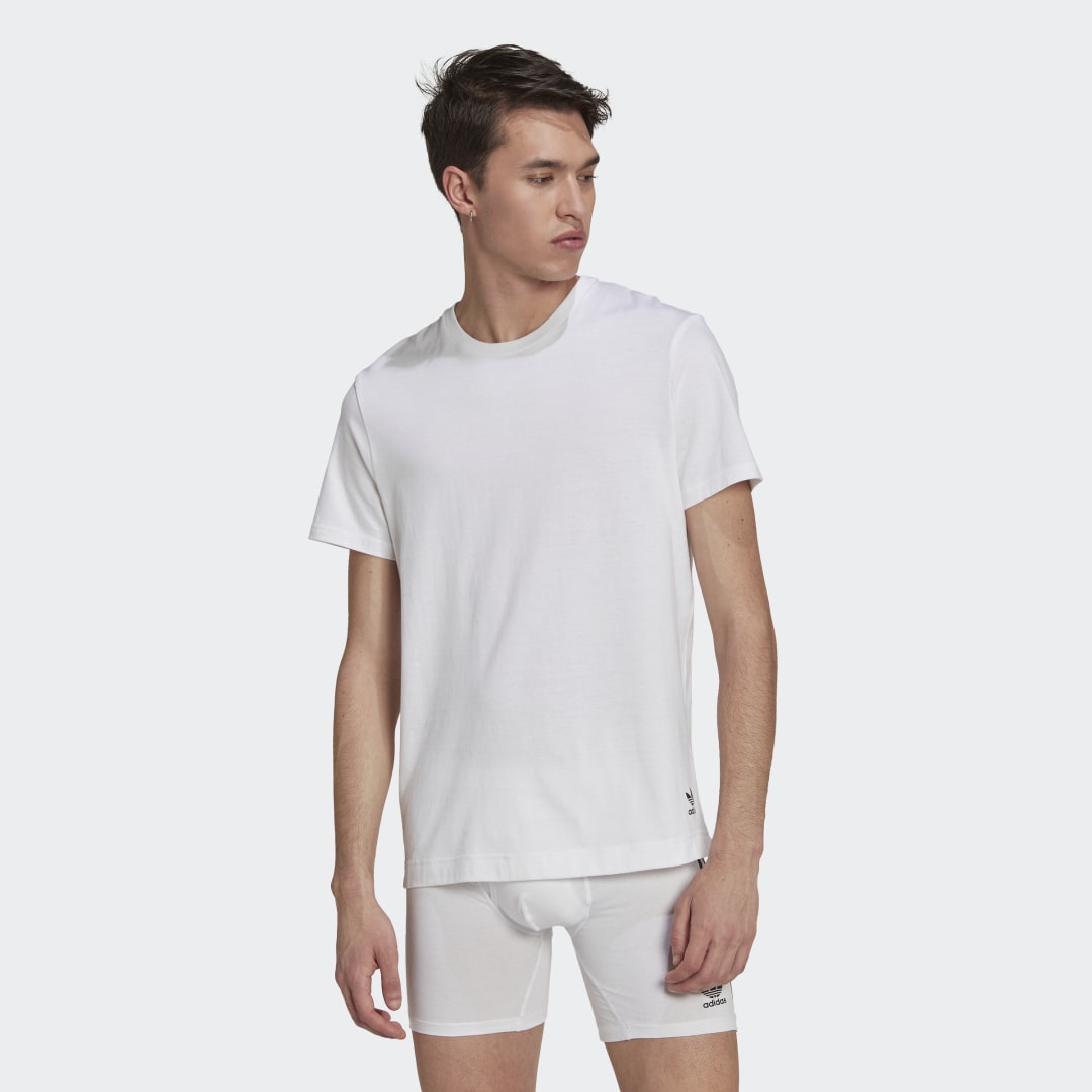 Image of adidas Comfort Core Cotton Crewneck T-Shirt Underwear White S - Men Lifestyle Underwear
