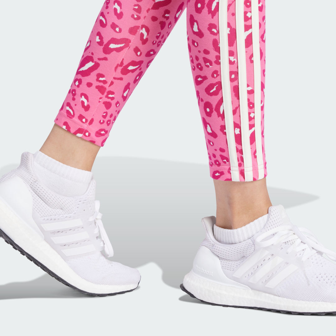 

adidas Licras Essentials 3 Rayas Animal Print Mujer, Blanco