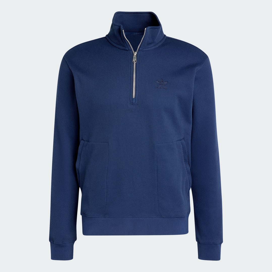 Adidas Trefoil Essentials Waffle Sweatshirt met Halflange Rits