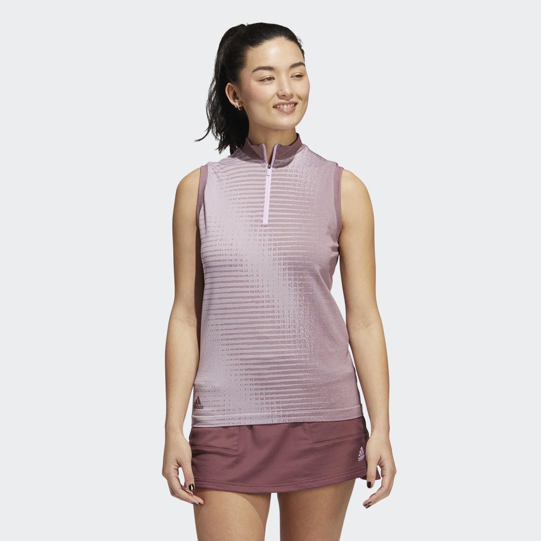 adidas Primeknit Sleeveless Polo Shirt Burgundy XS Womens