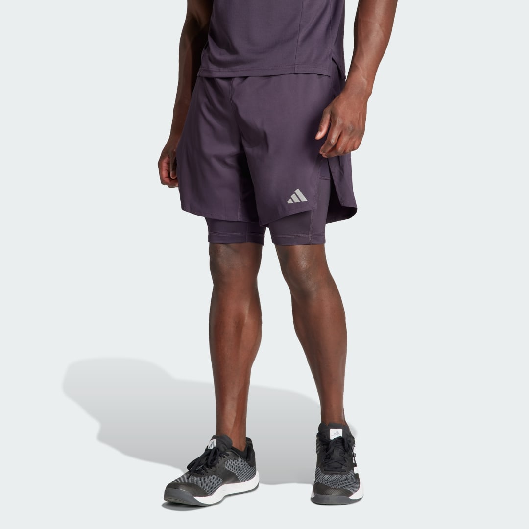 Image of "adidas HIIT Workout HEAT.RDY 2-in-1 Shorts Aurora Black M/M 7"" - Men Training Shorts"
