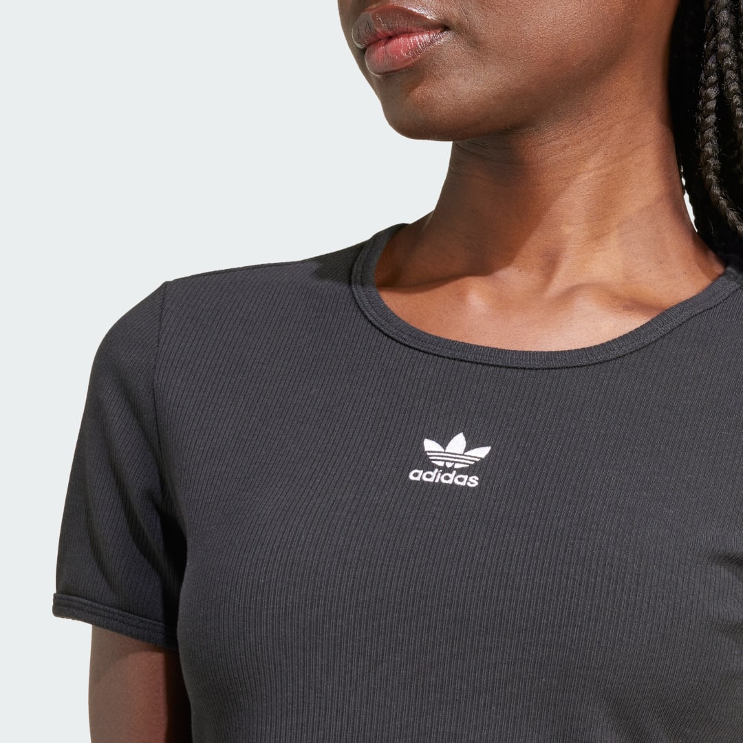 

adidas Camiseta Essentials Acanalada Mujer, Negro