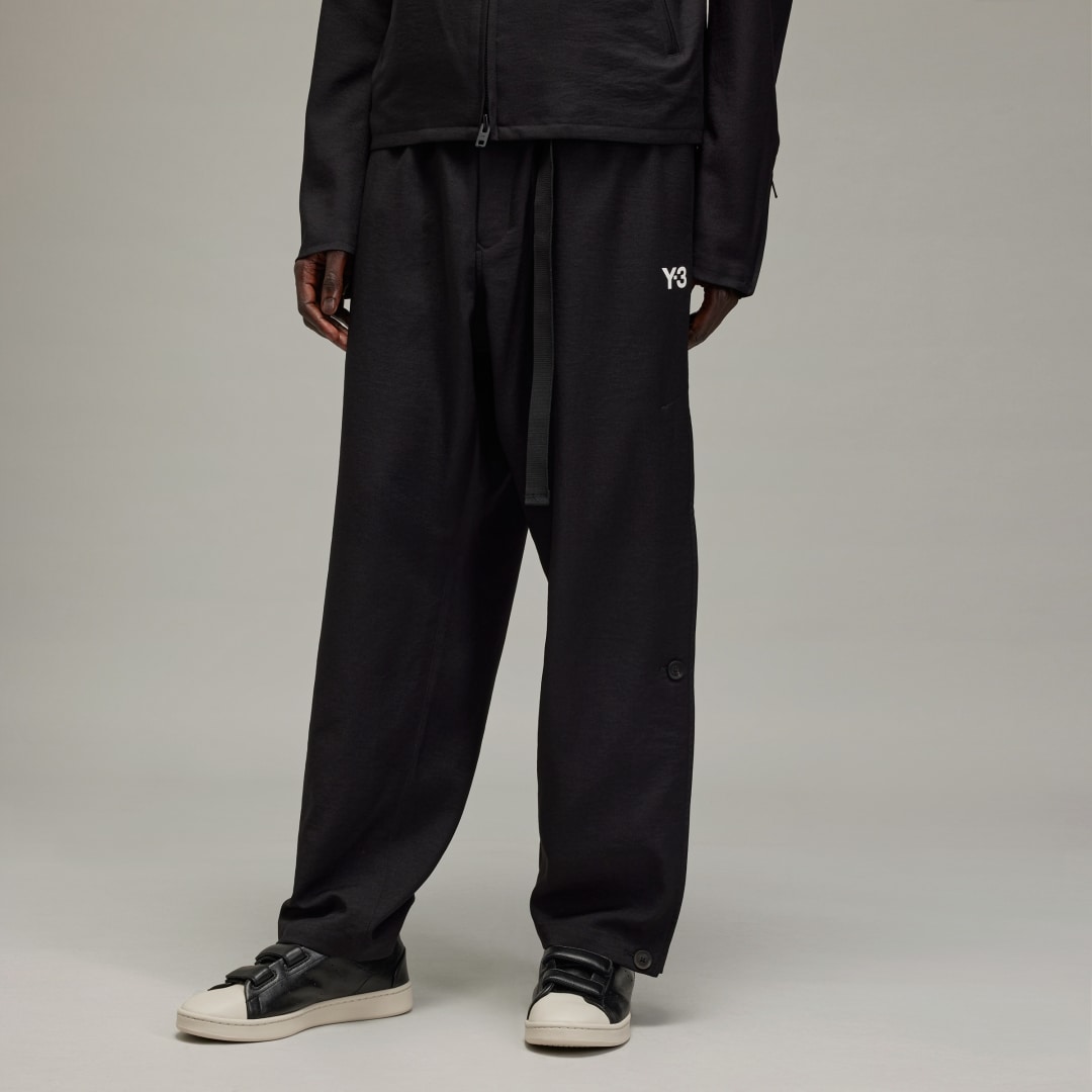 Y-3 Broek met verstelbare taille en zijsplitten Black Heren