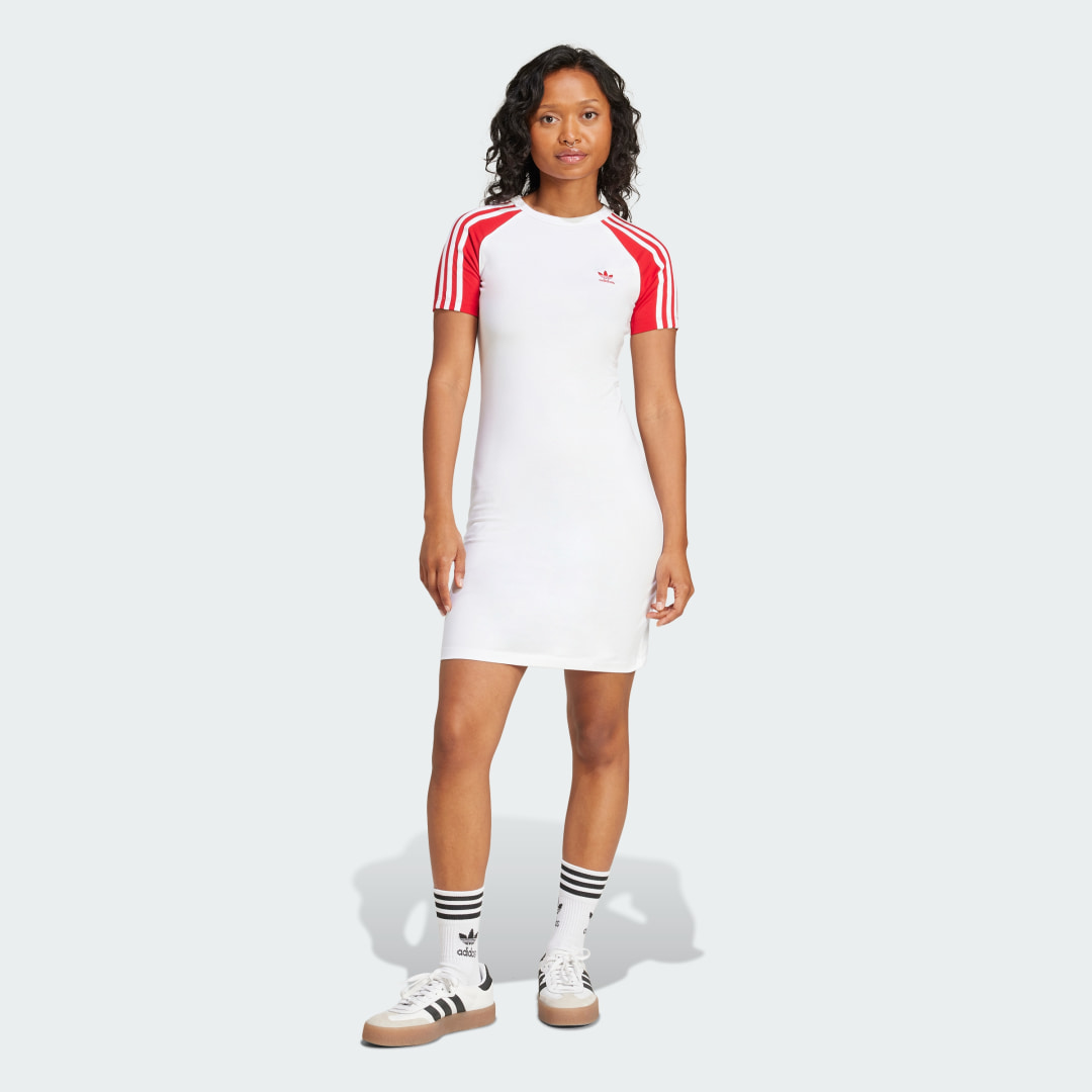 Adidas Originals Adicolor 3-Stripes Raglan Jurk met Korte Mouwen Wit- Dames Wit