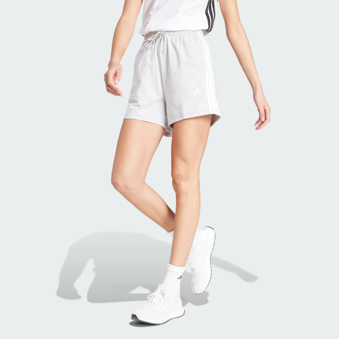 Adidas Essentials 3-Stripes Cotton Short Grijs- Dames Grijs