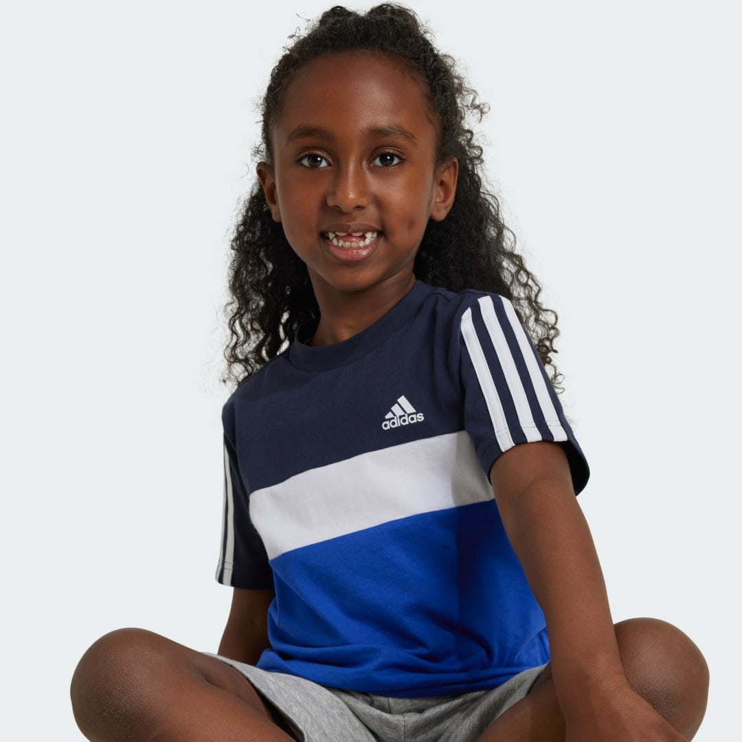 Adidas Tiberio 3-Stripes Colorblock Katoenen T-shirt Kids