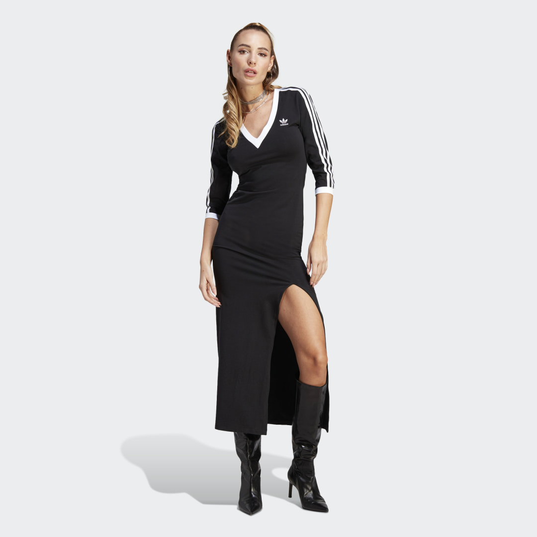 Image of adidas Adicolor Classics 3-Stripes Maxi Dress Black M - Women Lifestyle Dresses