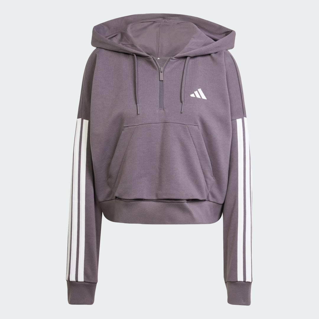 Adidas Essentials 3-Stripes French Terry Hoodie met Korte Rits