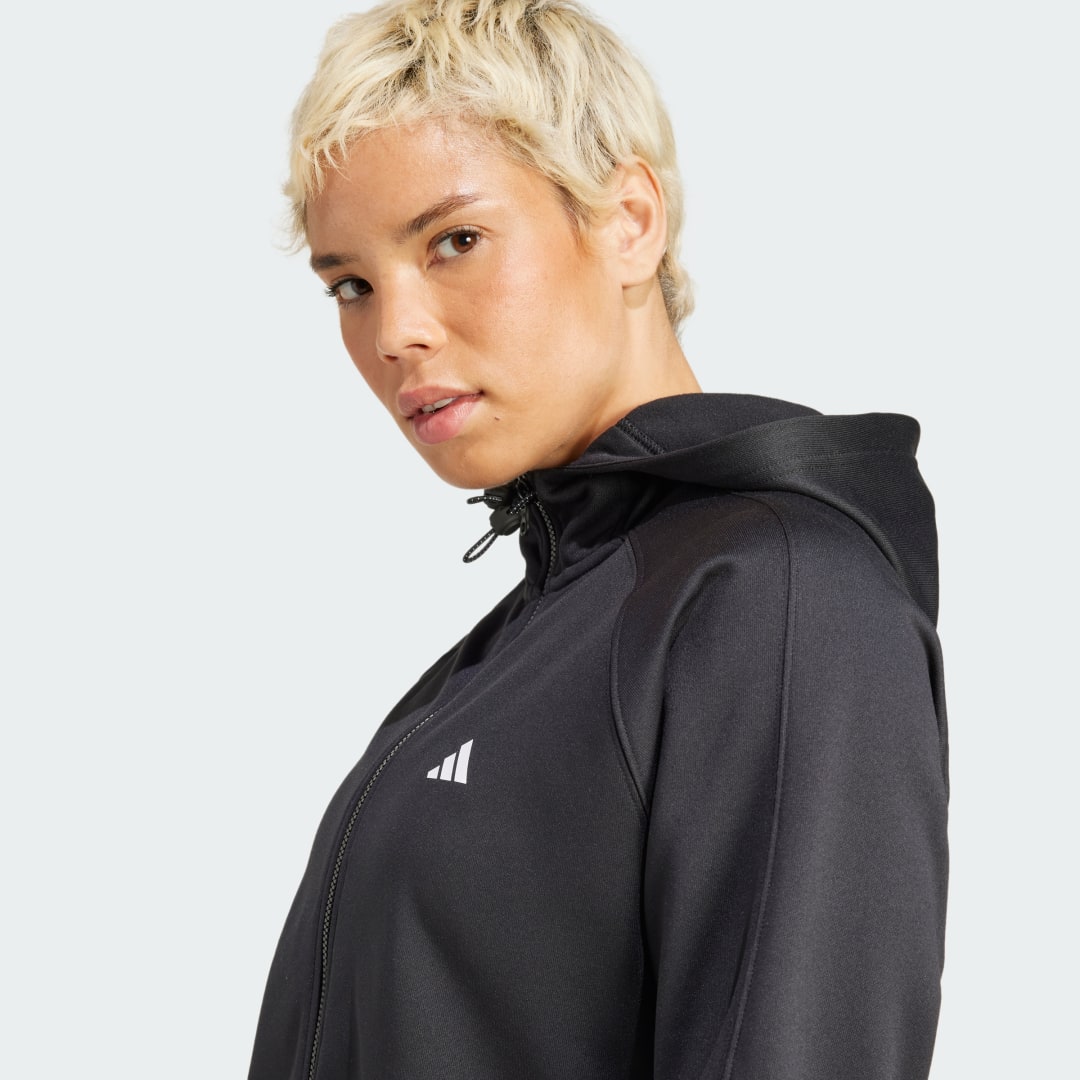 Adidas AEROREADY Game and Go Fleece Ritsjack met Capuchon