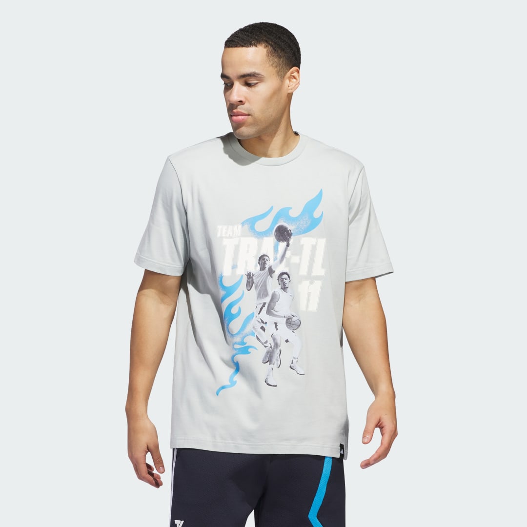 Image of adidas Team Trae Tee Wonder Silver S - Men Basketball Shirts