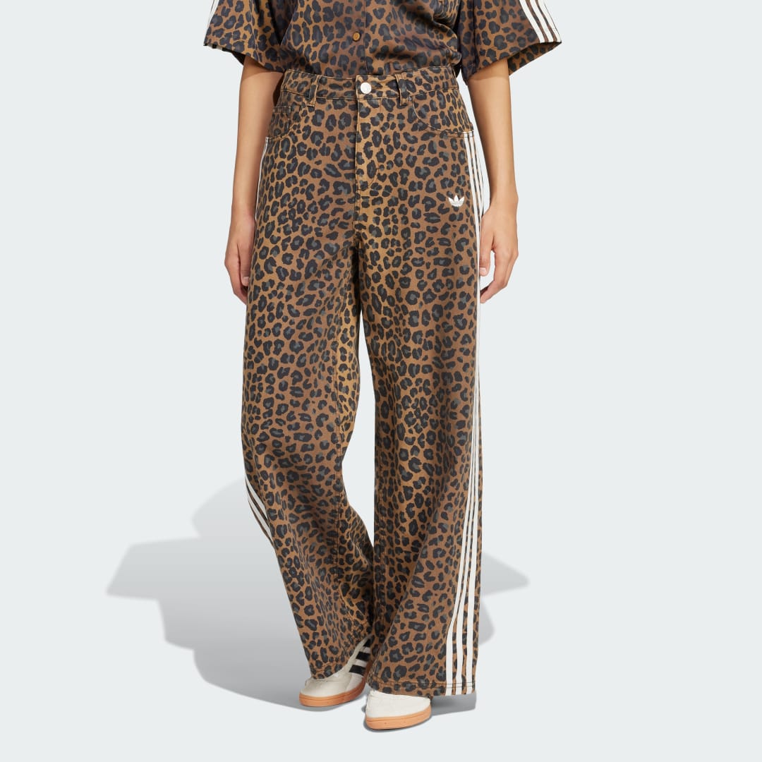 Adidas Originals Leopard Print Denim Jeans Veelkleurig- Dames Veelkleurig