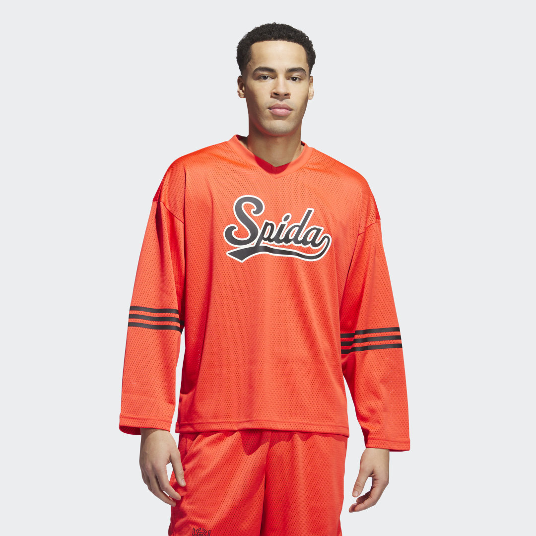 Image of adidas D.O.N. Long Sleeve Mesh Shirt Bright Red S - Men Basketball Shirts