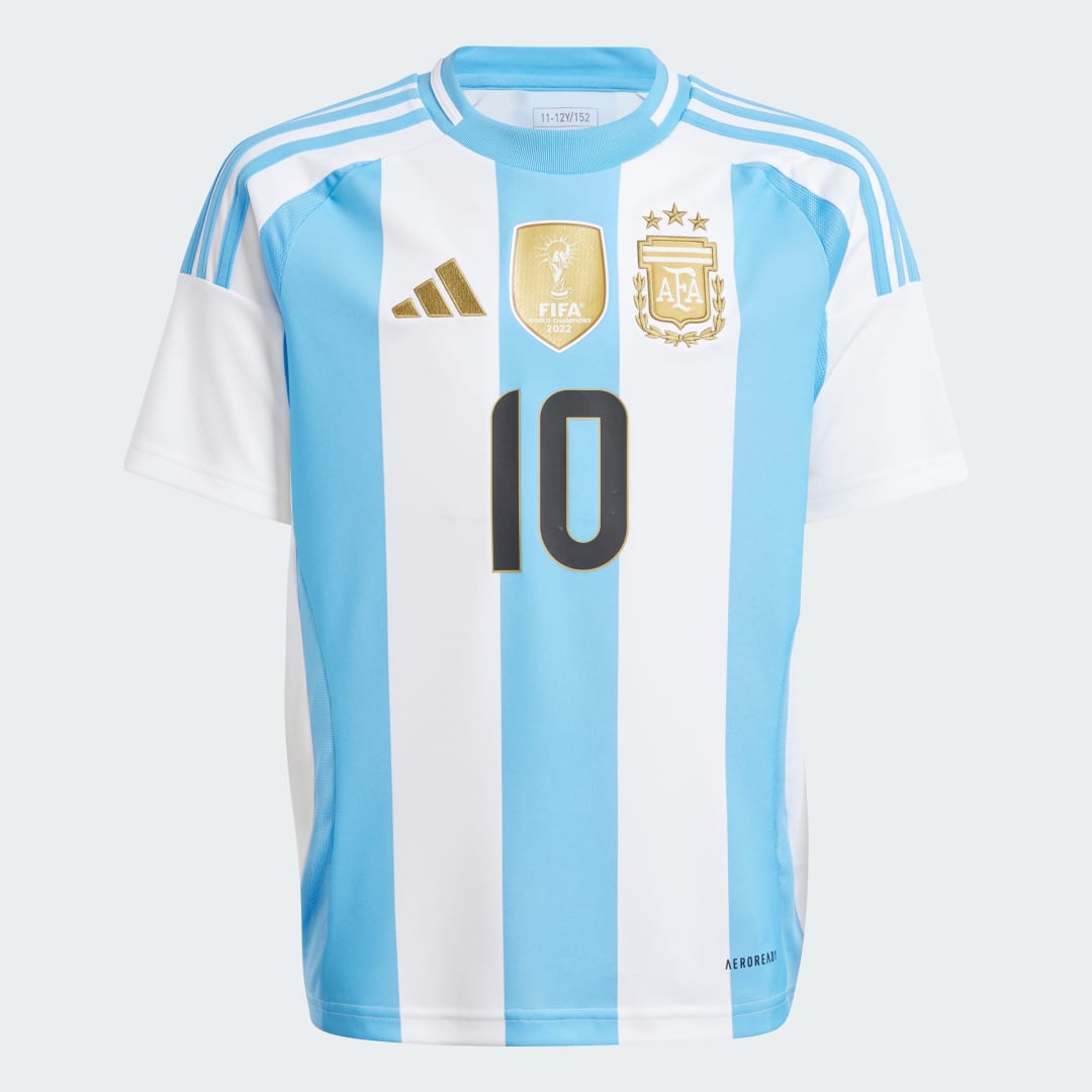 Image of adidas Argentina 24 Messi Home Jersey Kids White XS - Kids Soccer Jerseys