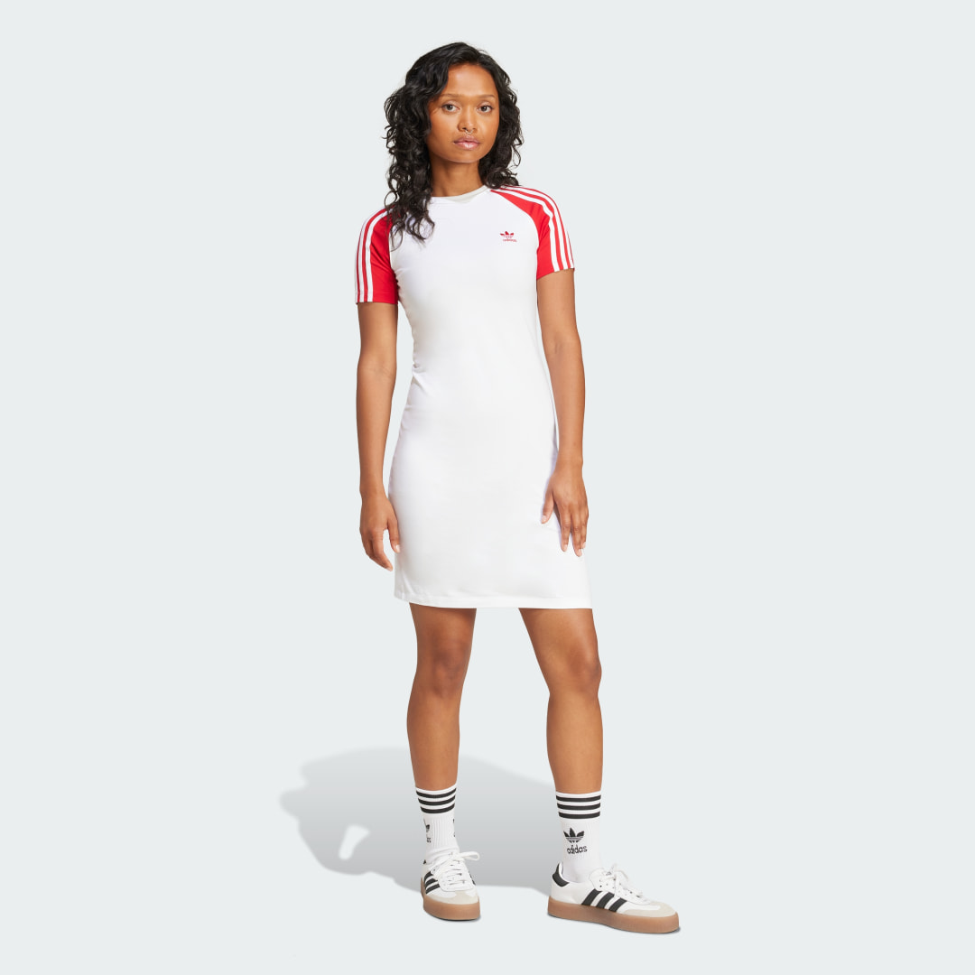 Adidas Adicolor 3-Stripes Raglan Jurk met Korte Mouwen