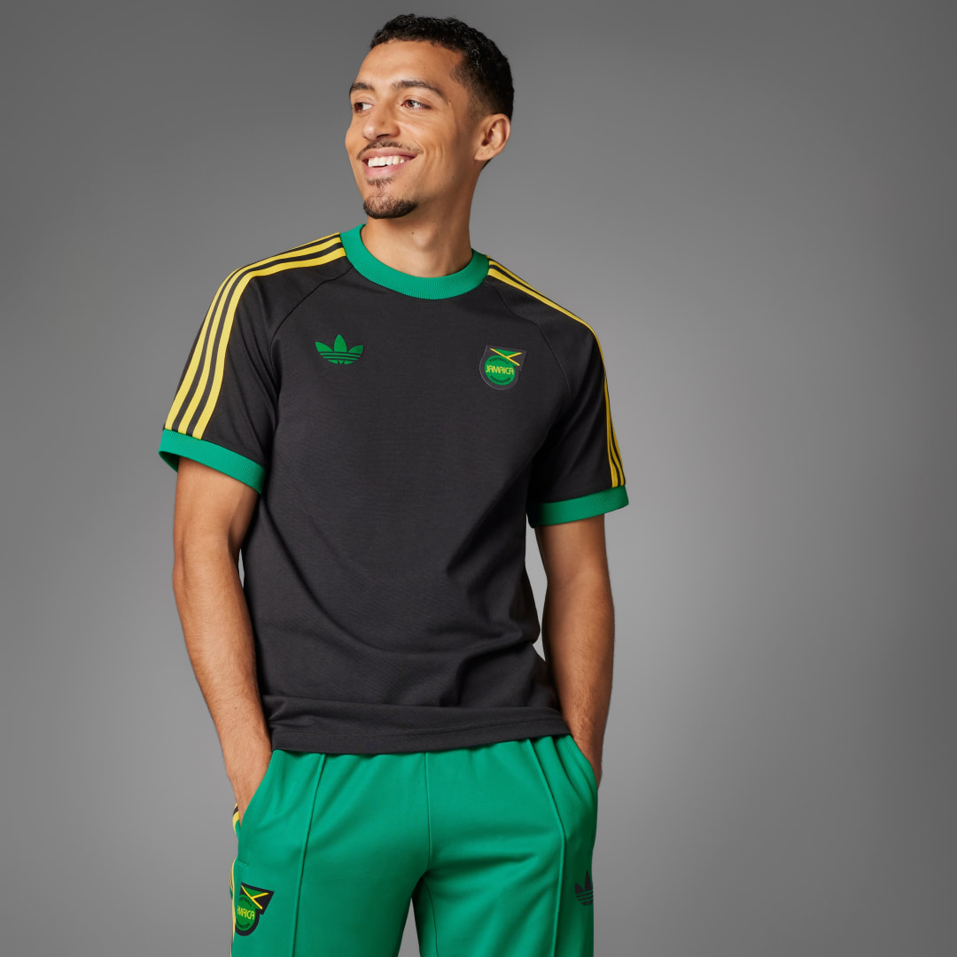 Image of adidas Jamaica Adicolor 3-Stripes Tee Black M - Men Soccer Shirts