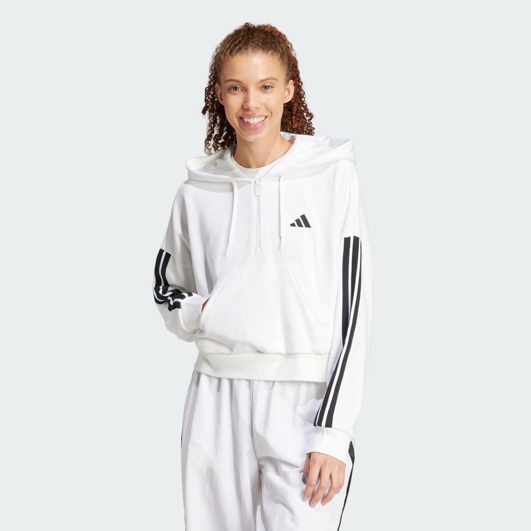 Adidas Essentials 3-Stripes French Terry Hoodie met Korte Rits