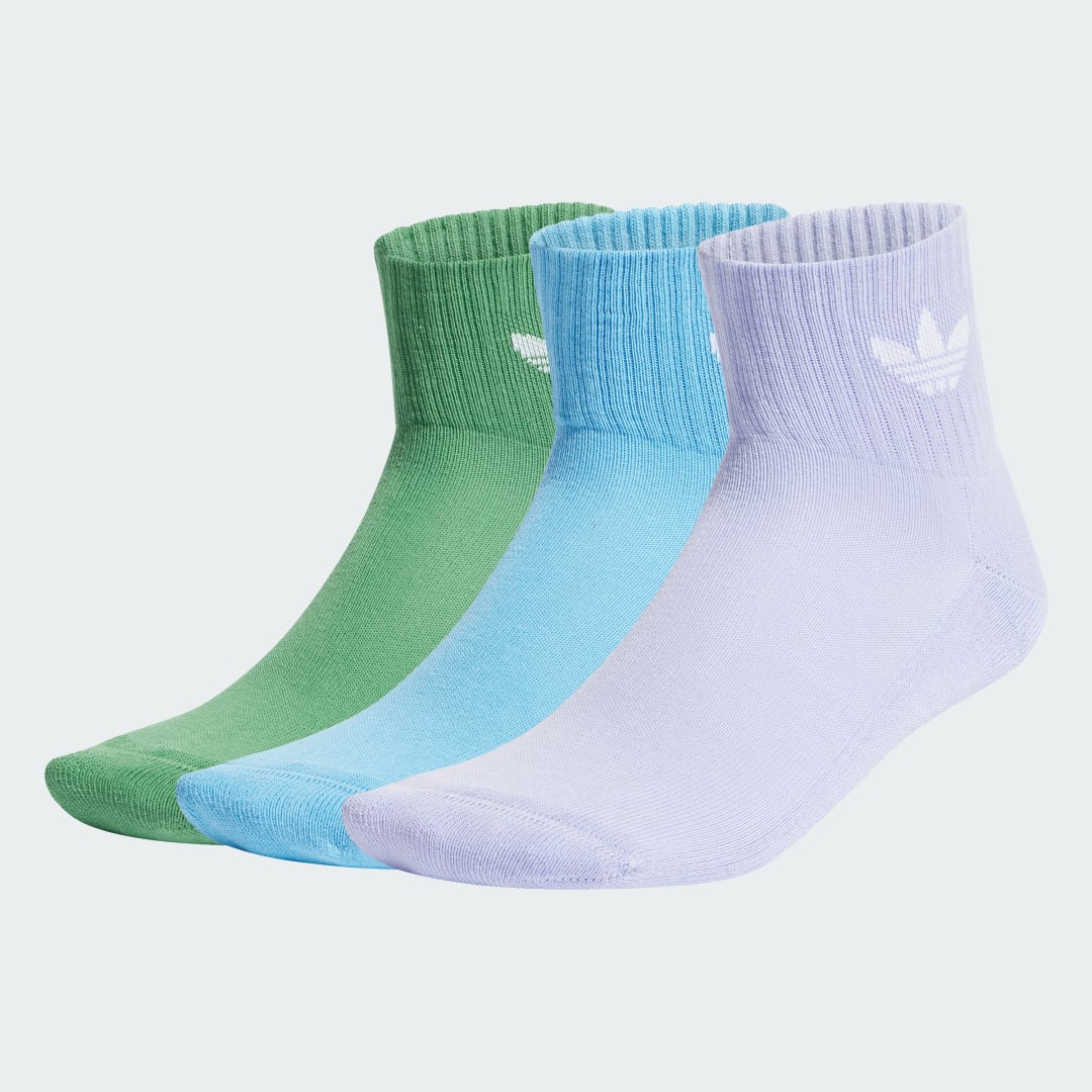 Adidas Originals Adicolor Mid Ankle Sokken (3 Pack) Middellang Heren semi blue burst preloved green violet maat: 37-39 beschikbare maaten:37-39