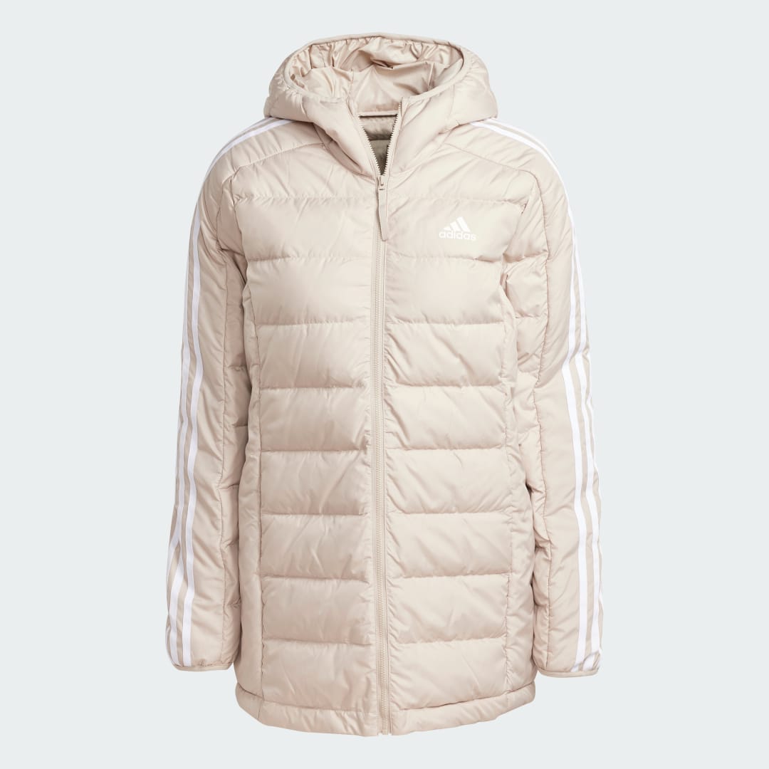 Adidas Essentials 3-Stripes Light Donsparka met Capuchon