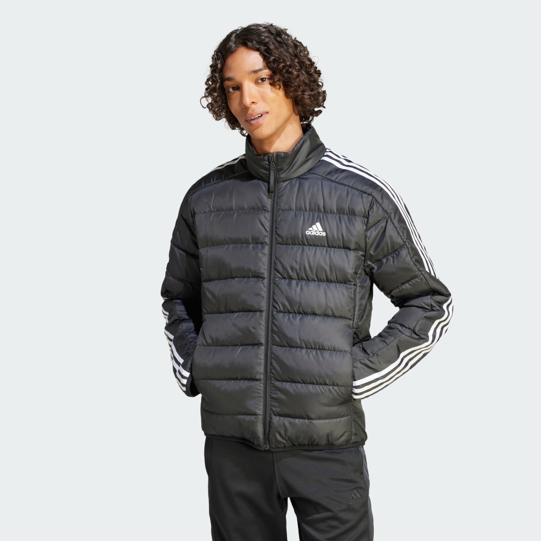 Image of adidas Essentials 3-Stripes Light Down Jacket Black S - Men Lifestyle Jackets