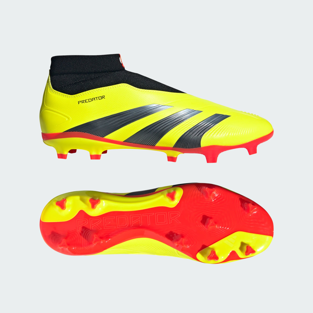 Image of adidas Predator 24 League Laceless Firm Ground Cleats Team Solar Yellow 2 7.5 - Unisex Soccer Cleats