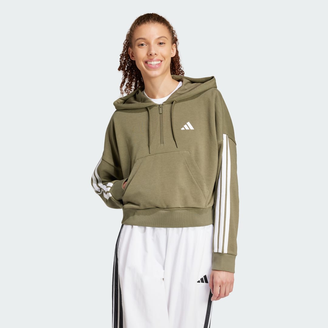 Adidas Essentials 3-Stripes French Terry Hoodie met Korte Rits