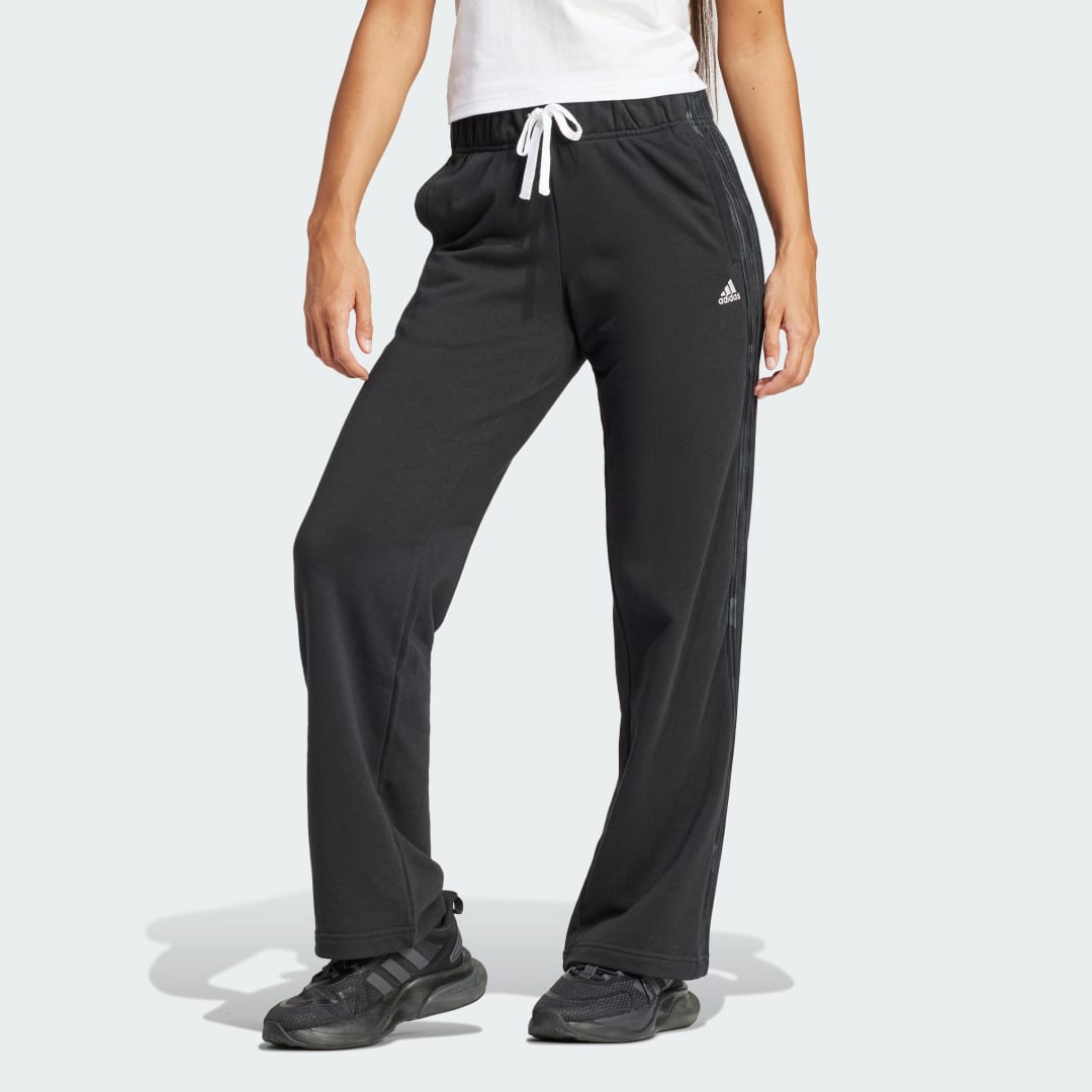 

adidas Pantalón de Felpa Francesa Estampado Floral 3 Rayas Mujer, Negro