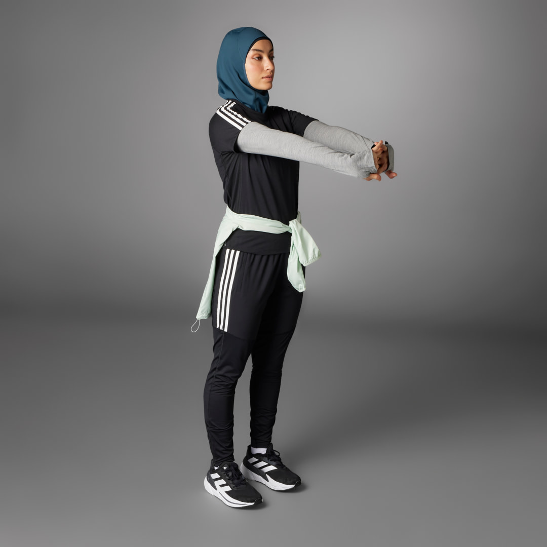 

adidas Camiseta Own the Run 3 Rayas Mujer, Negro