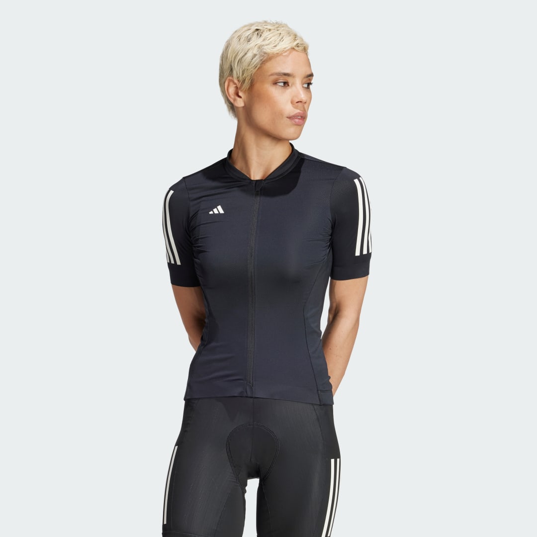 Image of adidas Tempo 3-Stripes Cycling Jersey Black S - Women Cycling Jerseys