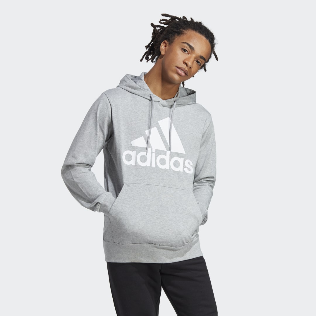 Image of adidas Essentials Logo Hoodie Grey M - Men Lifestyle Sweatshirts & Hoodies
