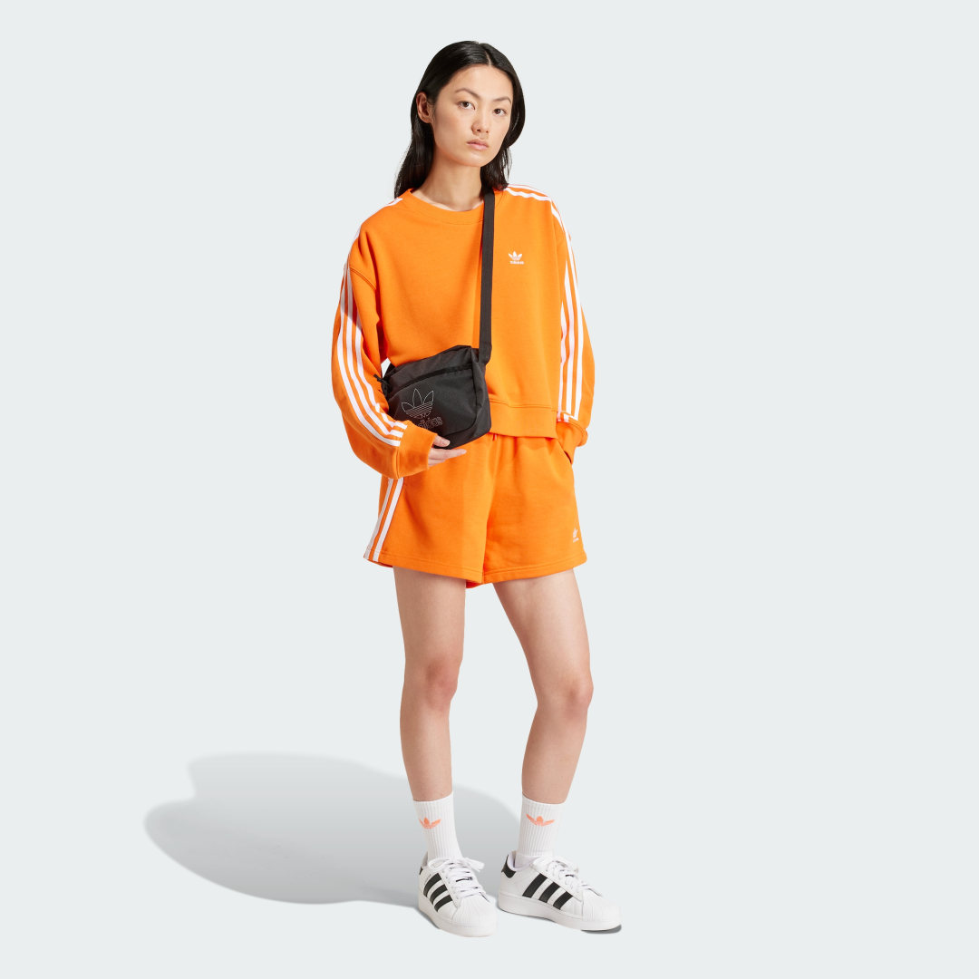 

adidas Buzo 3 Rayas de Cuello Redondo Mujer, Naranja