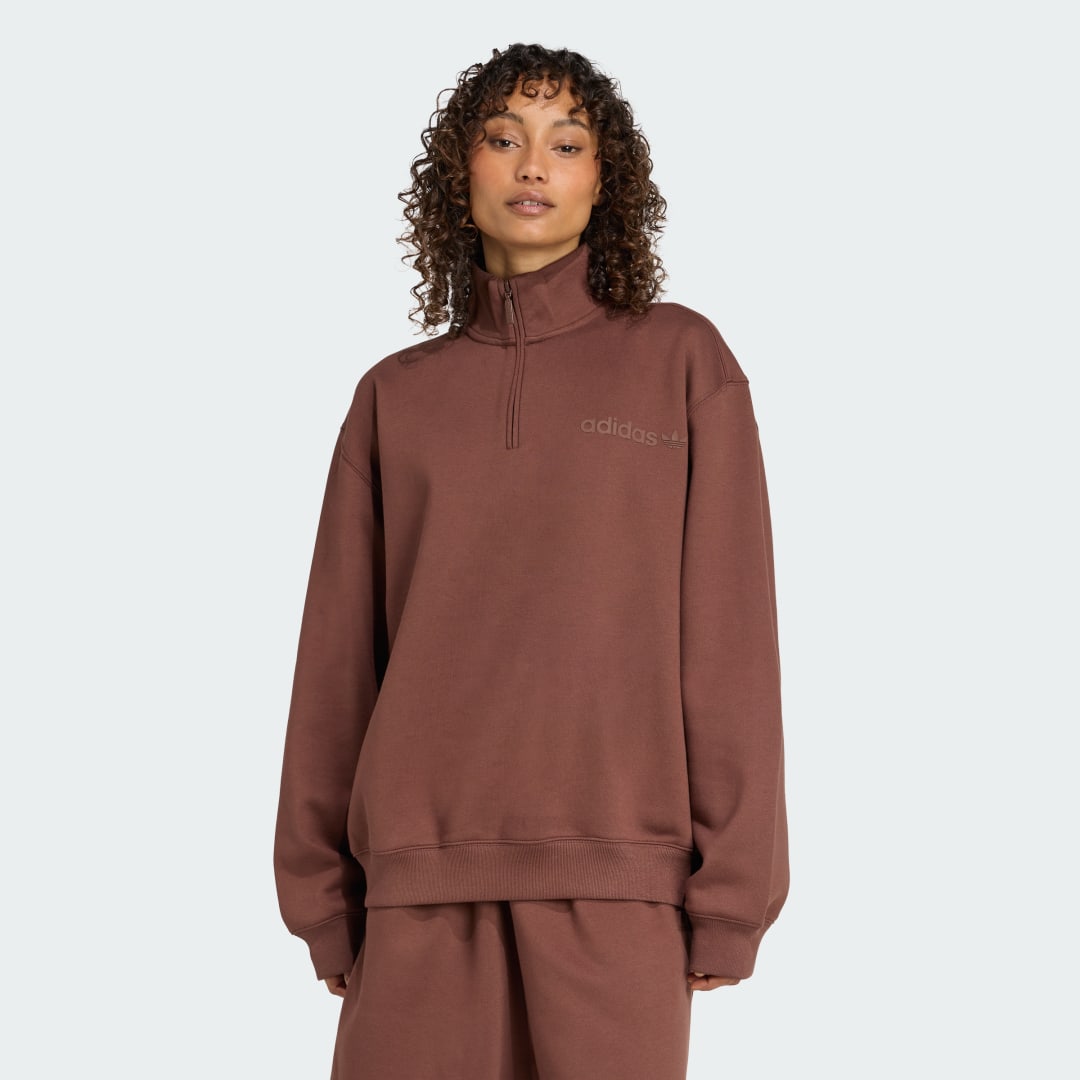 Adidas Essentials Linear Oversized Sweater met Korte Rits