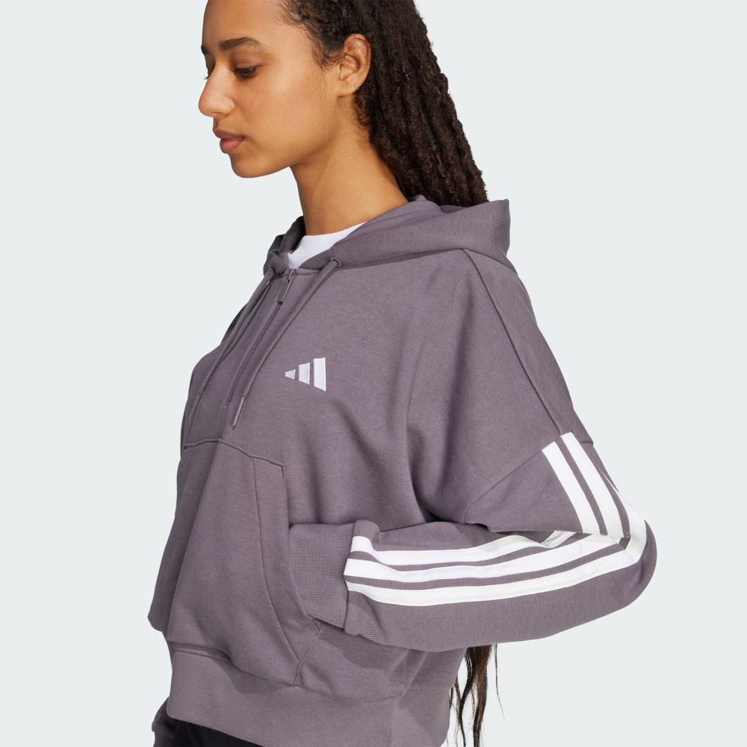 Adidas Essentials 3-Stripes French Terry Hoodie met Korte Rits