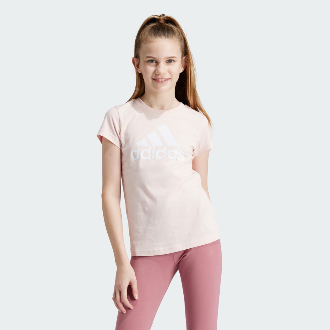 Adidas Sportswear T-shirt met logo lichtroze wit Katoen Ronde hals 128