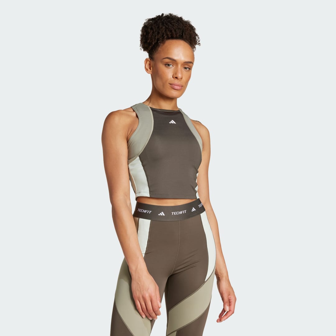 Adidas TECHFIT Colorblock Training Crop Tanktop