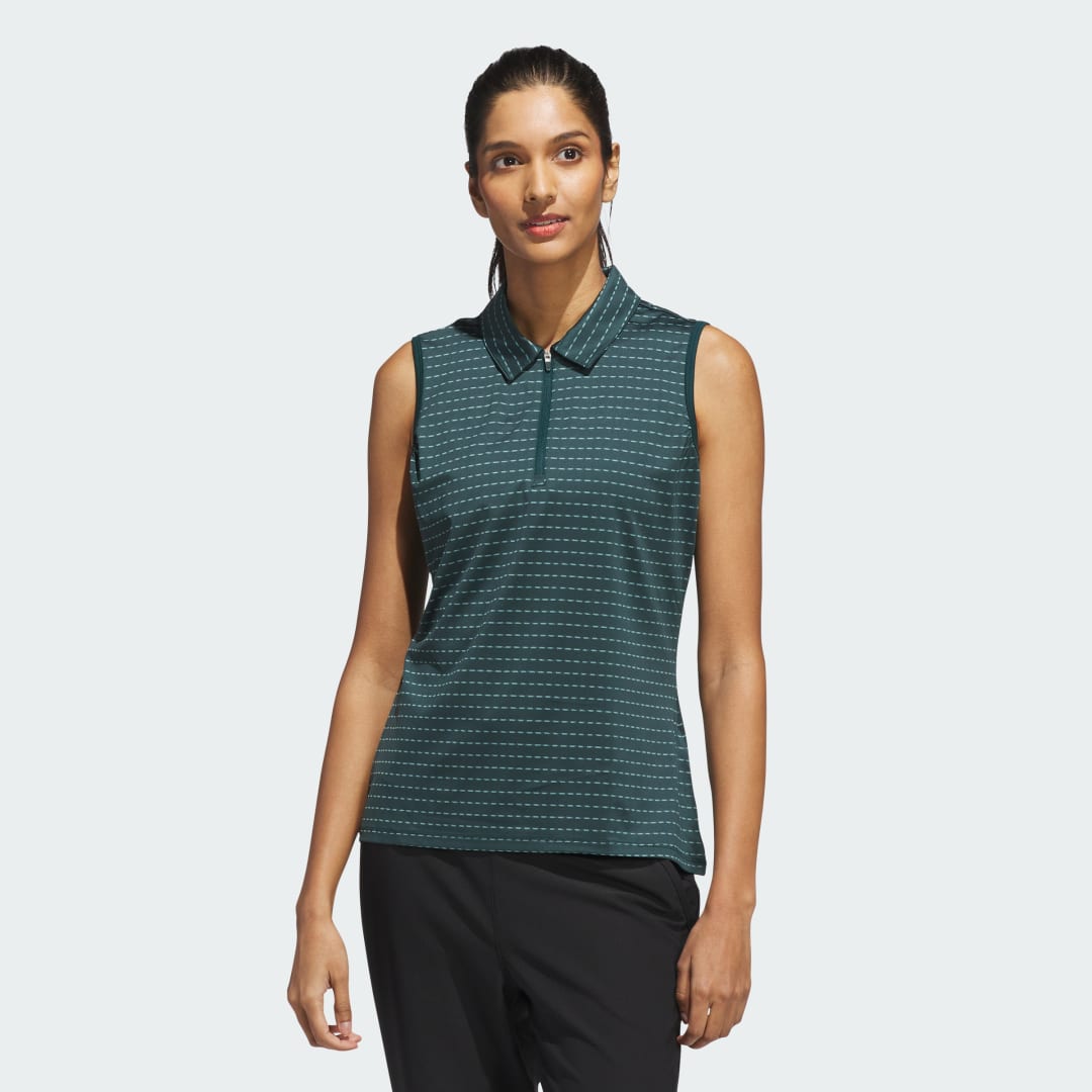 Adidas Ultimate365 Jacquard Stripe Mouwloos Poloshirt