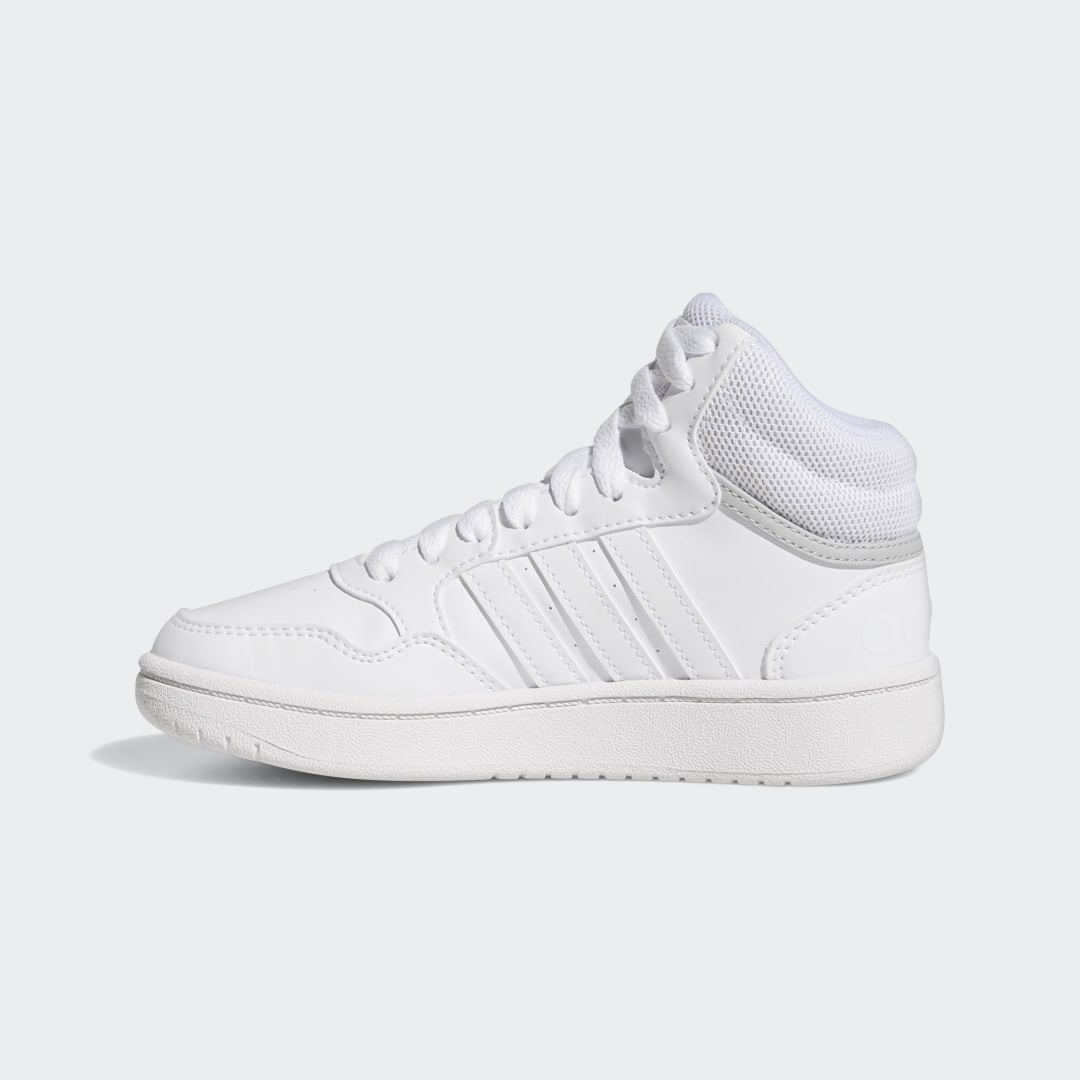 

adidas Tenis Hoops Mid Niño, Blanco/blanco/gris two